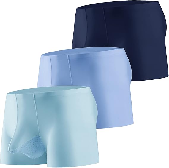 Evankin Mens Ice Silk Underwear with Bulge Pouch Breathable Cool Boxer Briefs Ultra-thin Stretch Boxers