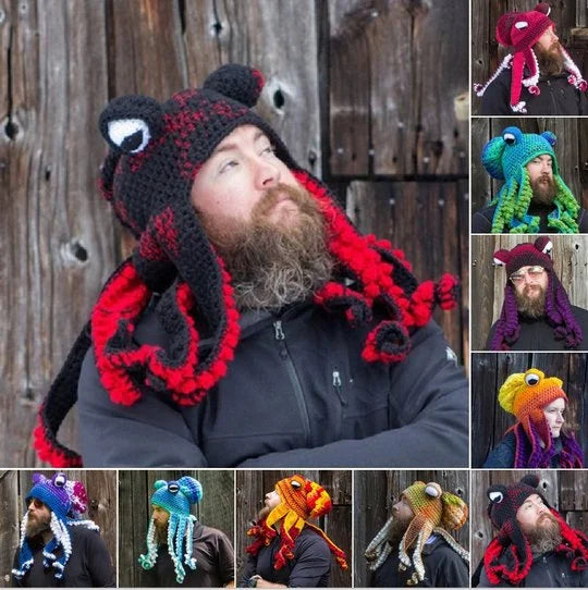 Warm Winter Knitted Octopus Hat