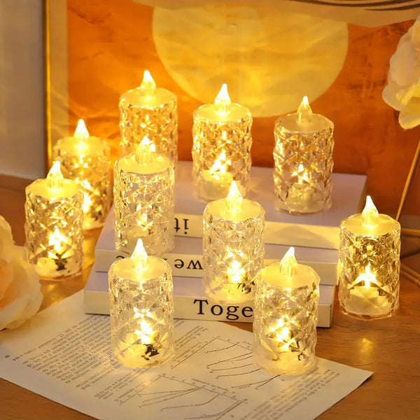 3pcs/SET Crystal Flameless Candle Light