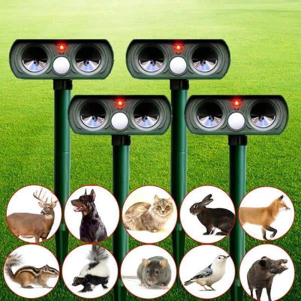 Solar Power Ultrasonic Animal Pest Repeller Infrared Sensor Waterproof Animal Deterrent