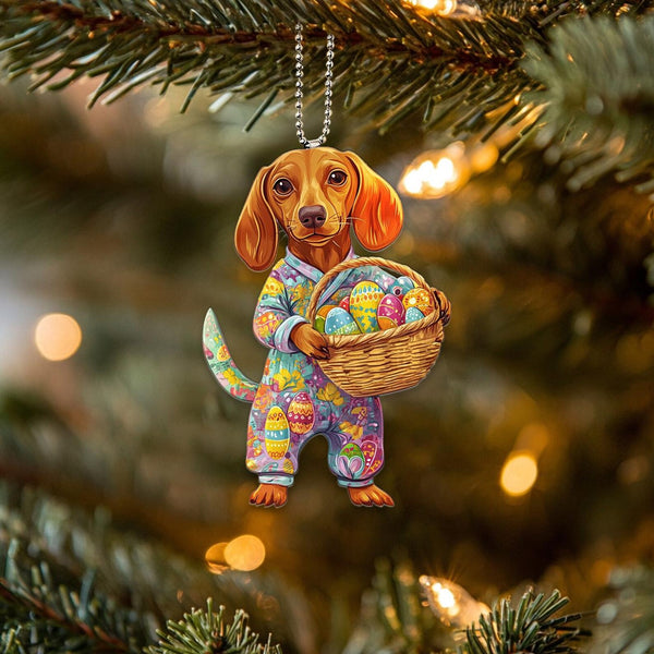 2D Flat Easter Dog Car Hanging Ornament